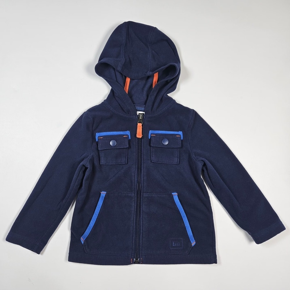 REI Boys Toddler 2T Blue Full‎ Zip Fleece Hoodie Hooded Sweatshirt Jacket